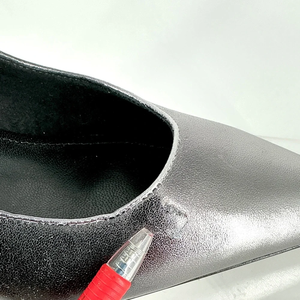 Dee Ocleppo Size 8.5 Silver Black Ombre Leather Pointed Stiletto Pumps NEW $325